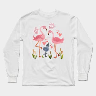 Pink flamingoes with love Long Sleeve T-Shirt